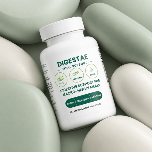 Digestae Meal Support bottle in sage green product setting